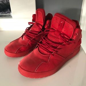 Adidas red high top shoes